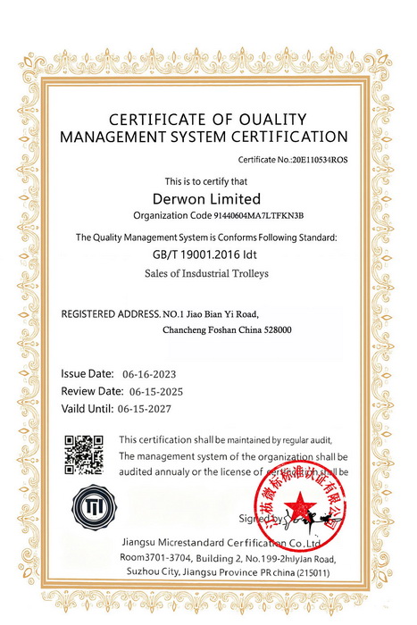 Derwon Has Got ISO 9001 Certification.